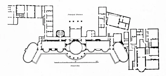 Plán pavilonu zobrazující úpravy původní holandské budovy dokončené v roce 1804, 1939