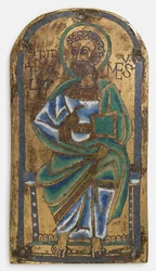 Deska sv. Bartoloměje, Dolní Porýní nebo Saská, polovina 12. století.