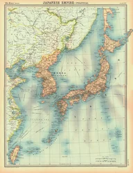 Politická mapa japonské říše, začátek 20. století