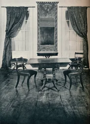 Část přijímacího pokoje v Irvingtonu, New York, postavený kolem roku 1820, 1930