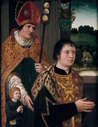 Portrét Nicholase Gazea a jeho syna a svatého Mikuláše, 1525.