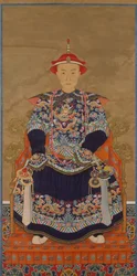Portrét císaře Qianlong jako mladého muže, 19. století.
