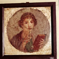 Portrétní malba Sapfó, Pompeje, Itálie