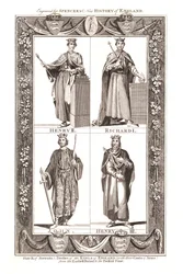 Portréty a šaty anglických králů s erby, 1784