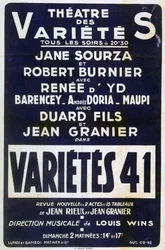 Plakátová reklama Variétés 41 varieté, Francie, 1941
