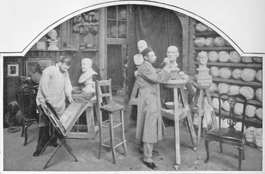 Příprava modelů v Madame Tussauds, Londýn, c1903 1903