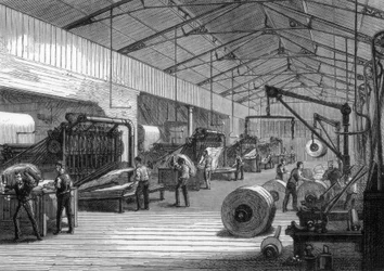 Tisková místnost, kanceláře Daily Telegraph, Fleet Street, Londýn, 1882