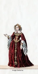 Královna Katharine, návrh kostýmů pro Shakespearovu hru, Jindřich VIII., 19. století