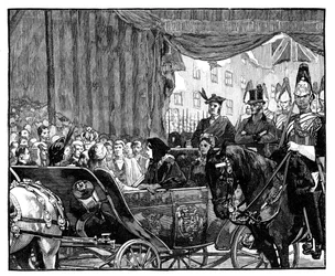 Queen Victoria otevírá Blackfriars Bridge, Londýn, 1869