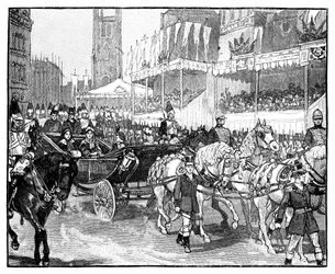 Královna Viktorie otevírá Holborn viadukt, Londýn, 1869