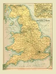 Železniční mapa Anglie a Walesu, 1902.