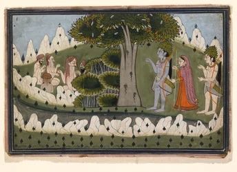 Ráma, Síta a Laksmana v krajině s askety, c1830