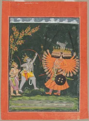 Ráma a Laksmana bojující s Rávanou, c. 1750.