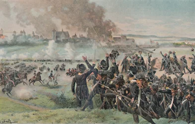 Znovuobjevení Napoleona na poli před Ratisbonem, 1809, 1896.