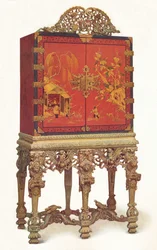Červený a zlatý lakový kabinet, c1695, 1936