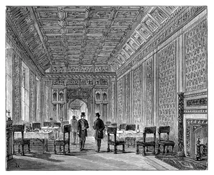 Občerstvení, Sněmovna lordů, Westminsterský palác, Londýn, c1888