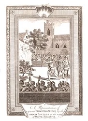 Reprezentace Shooting Match od London Archers za vlády královny Alžběty, 1793