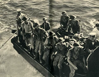 Návrat výsadkové skupiny Royal Marines, druhá světová válka, c1939-c1943 1944.