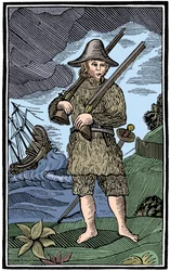 Robinson Crusoe, střih do knihy, 18. století 1964