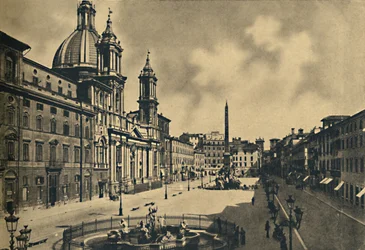 Roma - Circo Agonale - Kostel svaté Anežky - Fontainy od Berniniho, 1910
