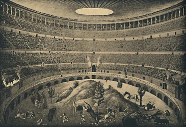Řím - Koloseum - Rekonstrukce lovu divokých zvířat, 1910