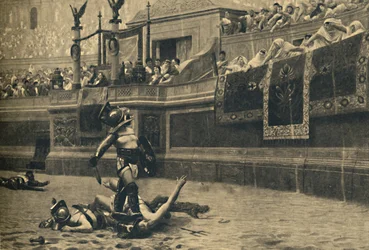 Roma - Koloseum - Palec dolů v gladiátorském boji, 1910