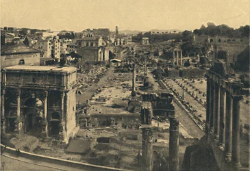 Roma - Celkový pohled na Forum Romanum, 1910.