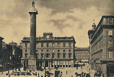 Roma - náměstí a sloup Marca Aurelia, 1910