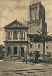Řím - Via Nazionale. Kostel svaté Kateřiny a Torre delle Milizie, 1910