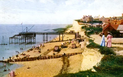 Pláž Rottingdean, východní Sussex, pohled na západ, 1900-1920