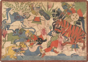 Royal Hunt, folio z Mahábháraty, 1800-1850.