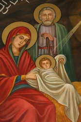 Malba narození svatého Antonína koptského kostela, Jeruzalém, Izrael