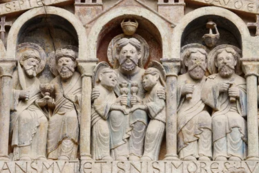 Timpanon kostela opatství Sainte Foy: Abraham, Conques, Francie