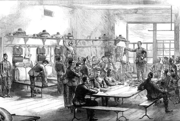 Prodej sady dezertérů v kasárnách, 1875