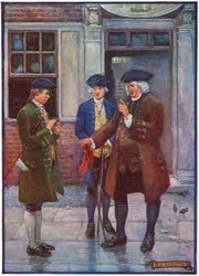Samuel Johnson, anglický dopisovatel, mluví s Oliverem Goldsmithem, anglickým autorem, c1755-1774