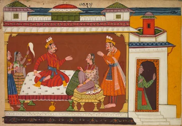 Scéna z historie Shangri Ramayana nebo Ráma, 1690-1710.