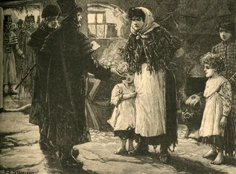 Scéna v Irsku: návštěva proktora desátků, počátek 30. let 19. století, 1890.