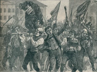 Scéna z nepokojů v Belfastu, 19. století 1906.