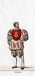 Seržant, kostýmní návrhář pro Shakespearovu hru, Jindřich VIII., 19. století