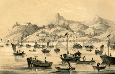 Šanghaj, jeden z pěti přístavů otevřených pozdní smlouvou o britském obchodu, 1847