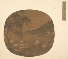 Ovce a pastevec, 14. století.