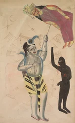 Shiva Bearing Aloft the Body of His Sati, 1800s.