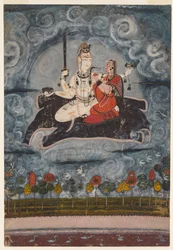 Shiva a Devi na Gajasuras Hide, c. 1675-1680.