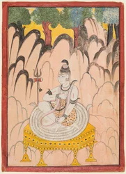 Šiva sedící na trůnu v krajině, c. 1760.