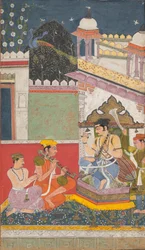 Shri Raga: Folio ze série ragamala Garland of Musical Modes, polovina 17. století.