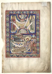 Jeden list vyříznutý z knihy evangelia: Narození recto, c. 1190.