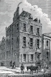 Dům sira Isaaca Newtona na rohu Orange a St Martins Street, Londýn, c1880