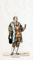 Sir Nicholas Vaux, návrh kostýmů pro Shakespearovu hru, Jindřich VIII., 19. století