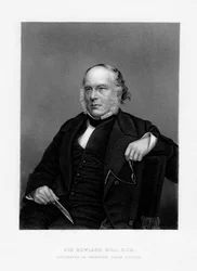 Sir Rowland Hill, britský učitel, pamfletista a tvůrce penny poštovného, 19. století