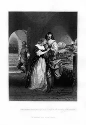 Sir Walter Raleigh se loučil se svou manželkou ráno po popravě, 1618, 1872